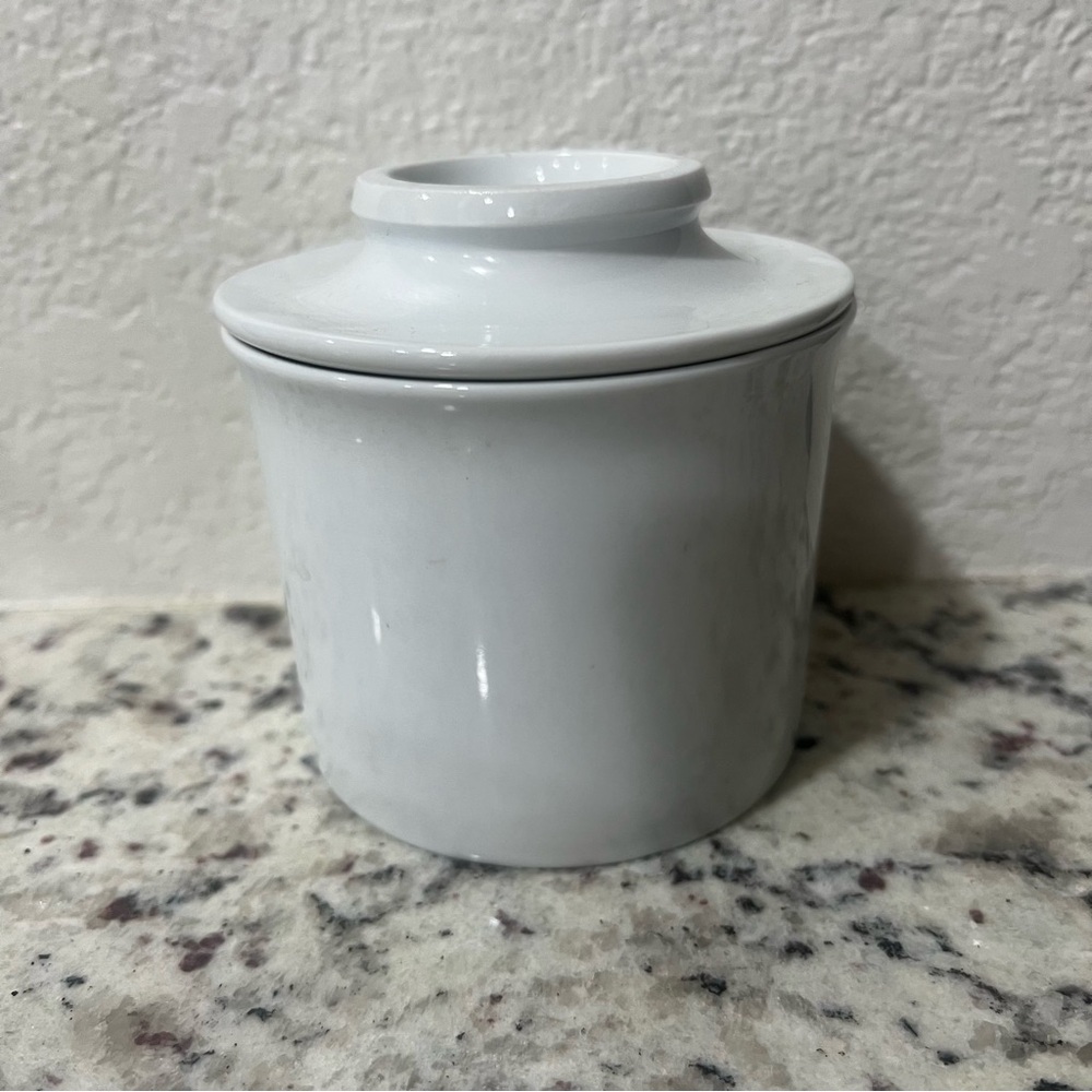 Norpro White Porcelain Butter Keeper French Bell Crock Dish